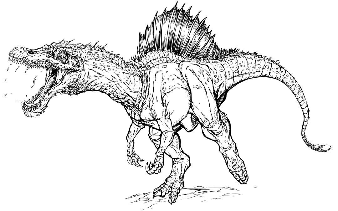 Coloriage Dinosaure féroce de Jurassic Park en attaque - Jurassic world park à imprimer