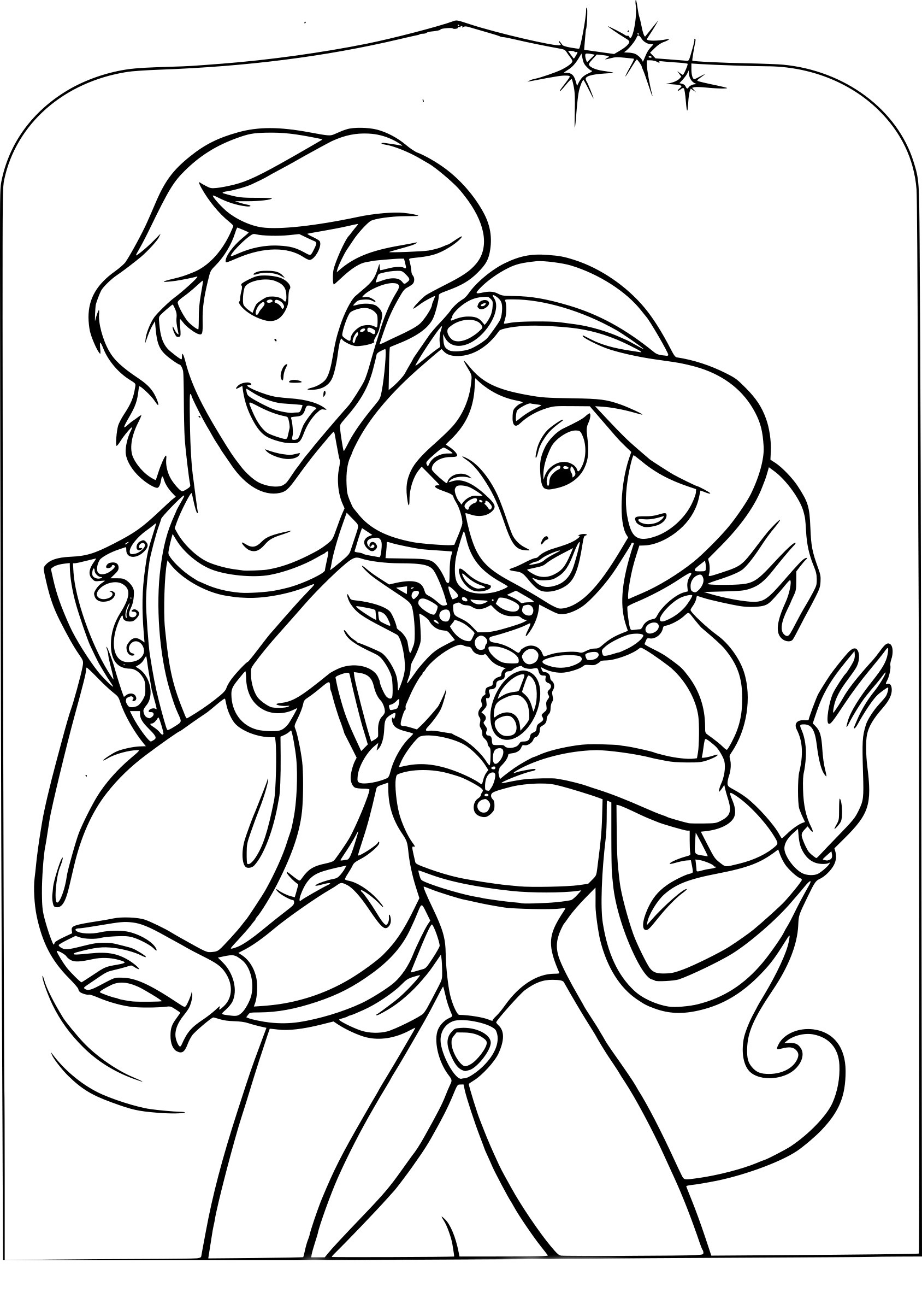 Coloriage Disney Aladdin Avec Jasmine - Jasmine à imprimer