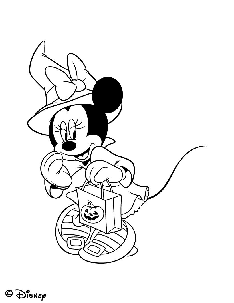 Coloriage Disney Halloween Minie Et Son Sac De Bonbons - Halloween disney à imprimer