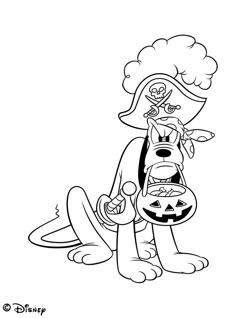 Coloriage Disney Halloween Pluto Et Ses Bonbons - Halloween disney à imprimer