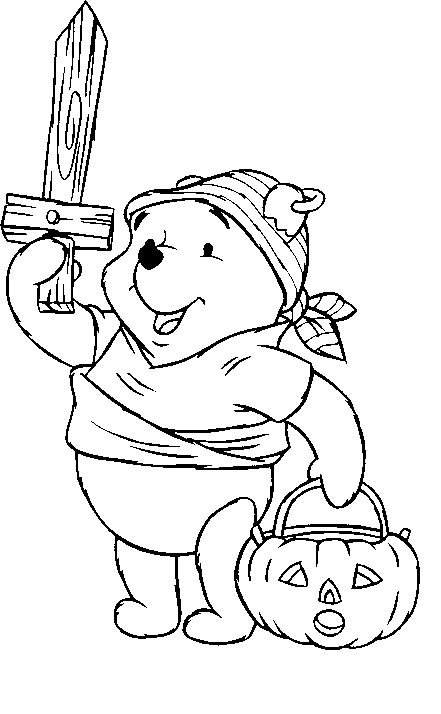 Coloriage Disney Halloween Winnie - Halloween disney à imprimer