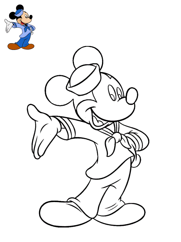 Coloriage Disney Mickey Souhaite La Bienvenue Sur Son Bateau - Mickey à imprimer