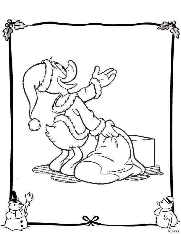Coloriage Personnages Disney en fête de Noël - Noël Disney à imprimer