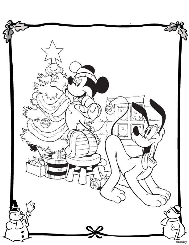 Coloriage Château Disney illuminé pour les fêtes de fin d'année - Noël Disney à imprimer