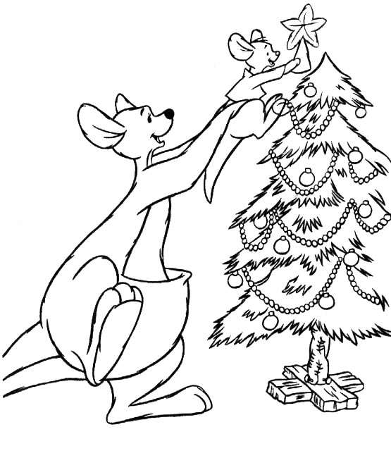 Coloriage Mickey et Minnie fêtant Noël en famille - Noël Disney à imprimer