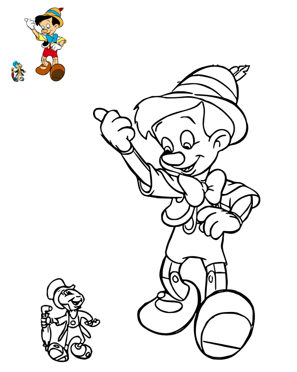 Coloriage Disney Pinocchio Et Jiminy Criquet - Pinocchio à imprimer