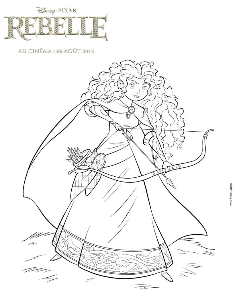 Coloriage Disney Princesse Merida La Rebelle - Princesse disney à imprimer