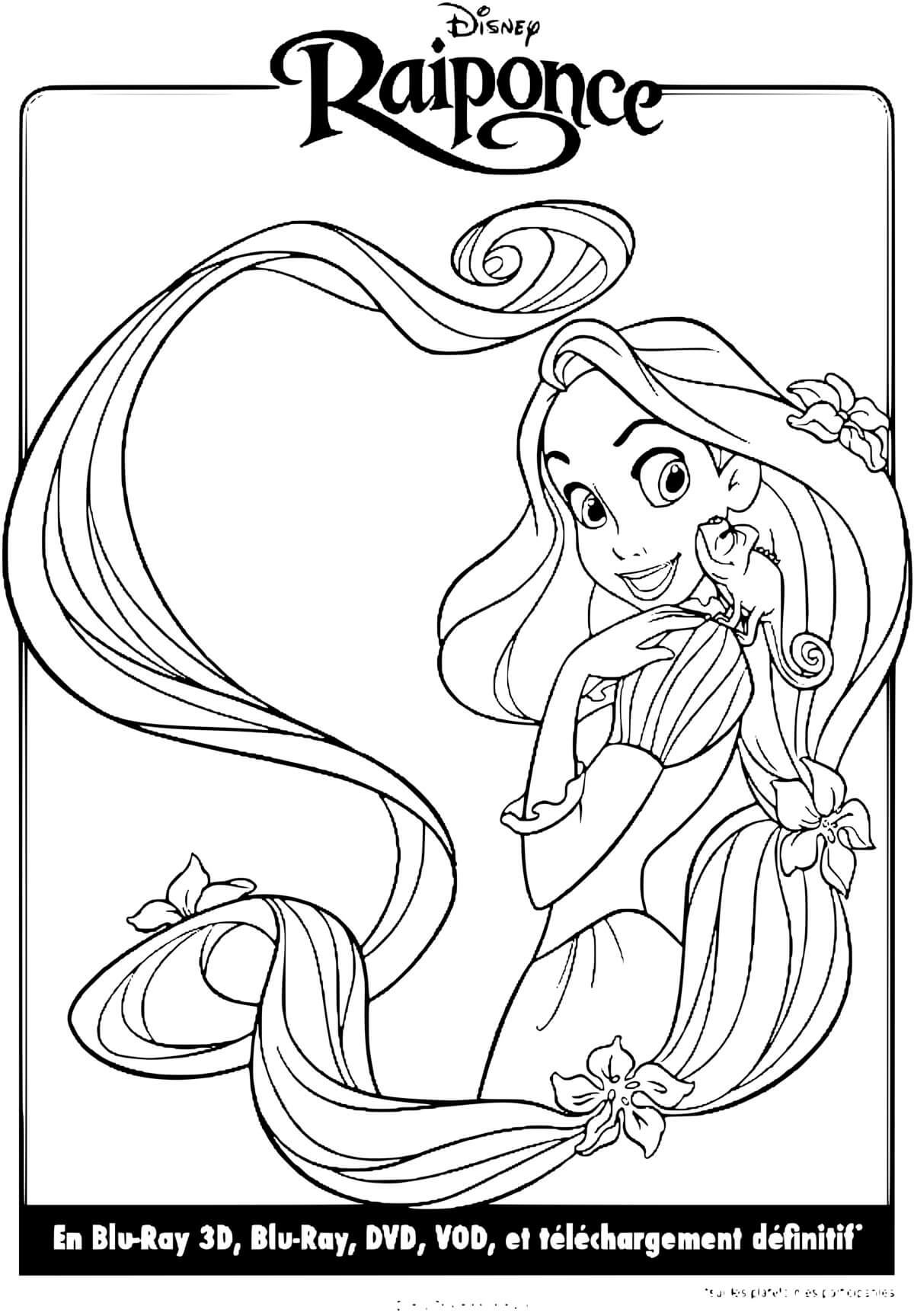 Coloriage Raiponce et Pascal en Discussion - Raiponce à imprimer