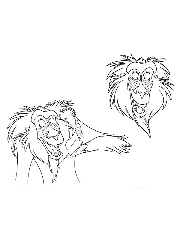 Coloriage Disney Roi Lion Rafiki - Roi lion à imprimer