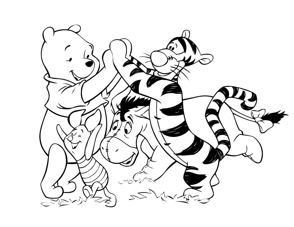 Coloriage Disney winnie ourson au parc - Disney à imprimer