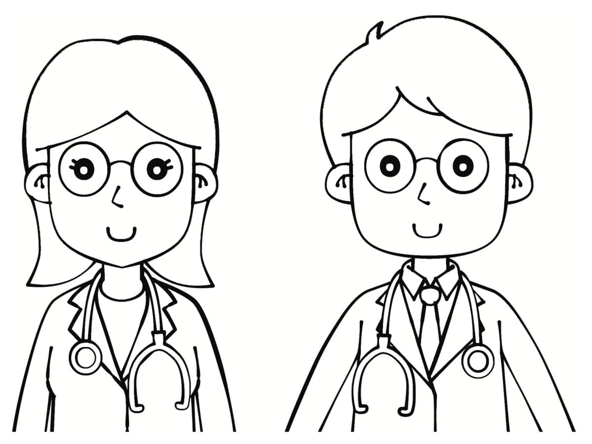 Coloriage Docteur Femme Et Médecin Homme - Docteur médecin à imprimer