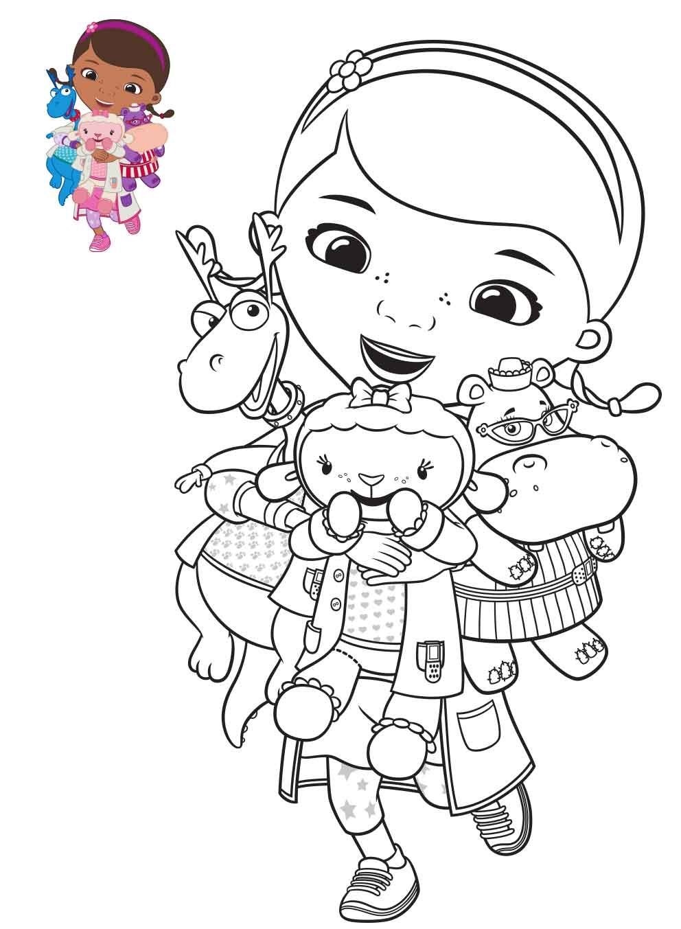Coloriage Docteur La Peluche Avec Ses Amis - Docteur médecin à imprimer