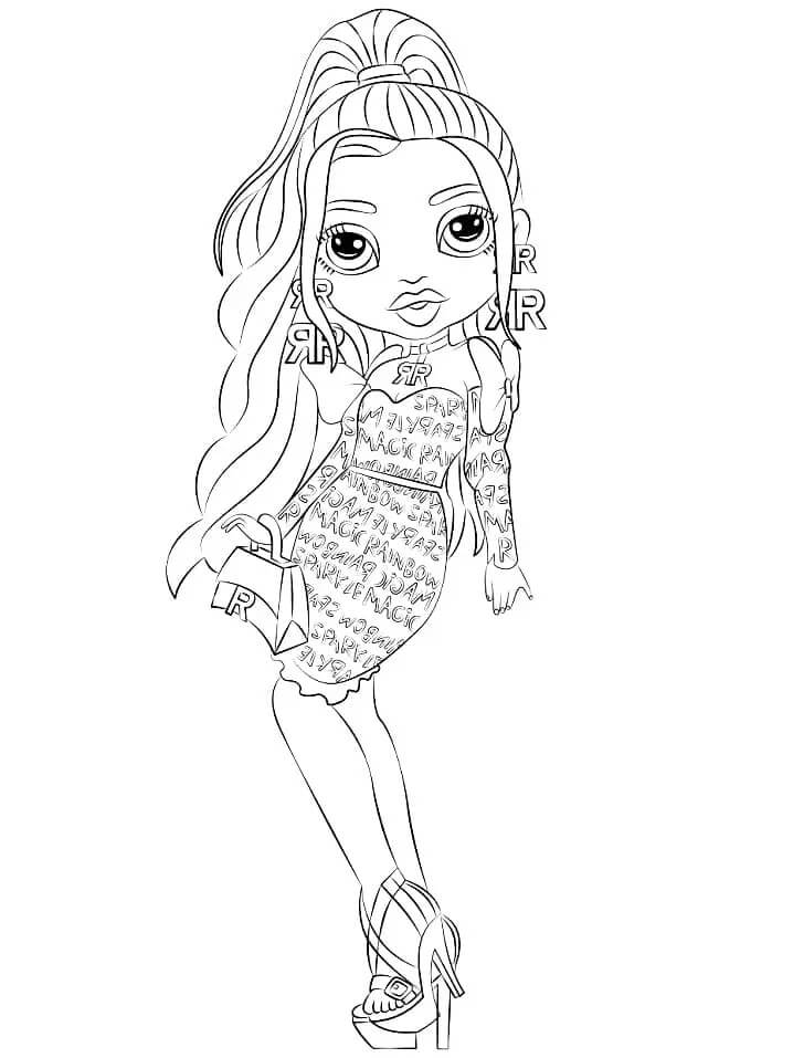 Coloriage Doll Ruby Anderson In Stylish Outfit - Rainbow high à imprimer