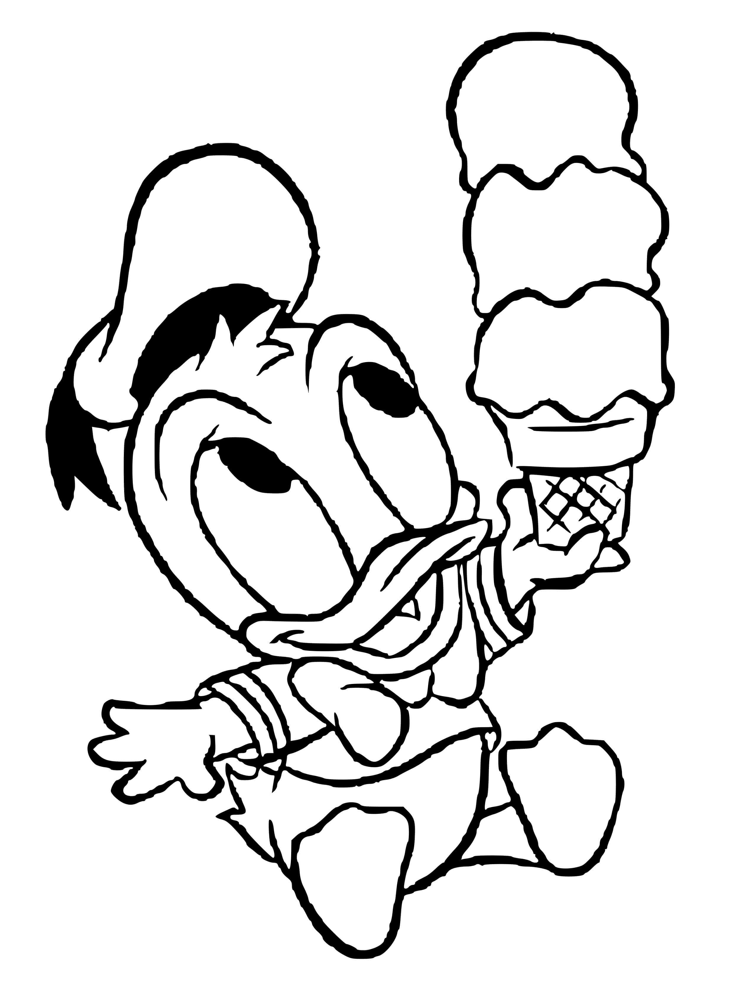 Coloriage Donald Duck 1bébé Adore La Crème Glace - Disney bébé à imprimer