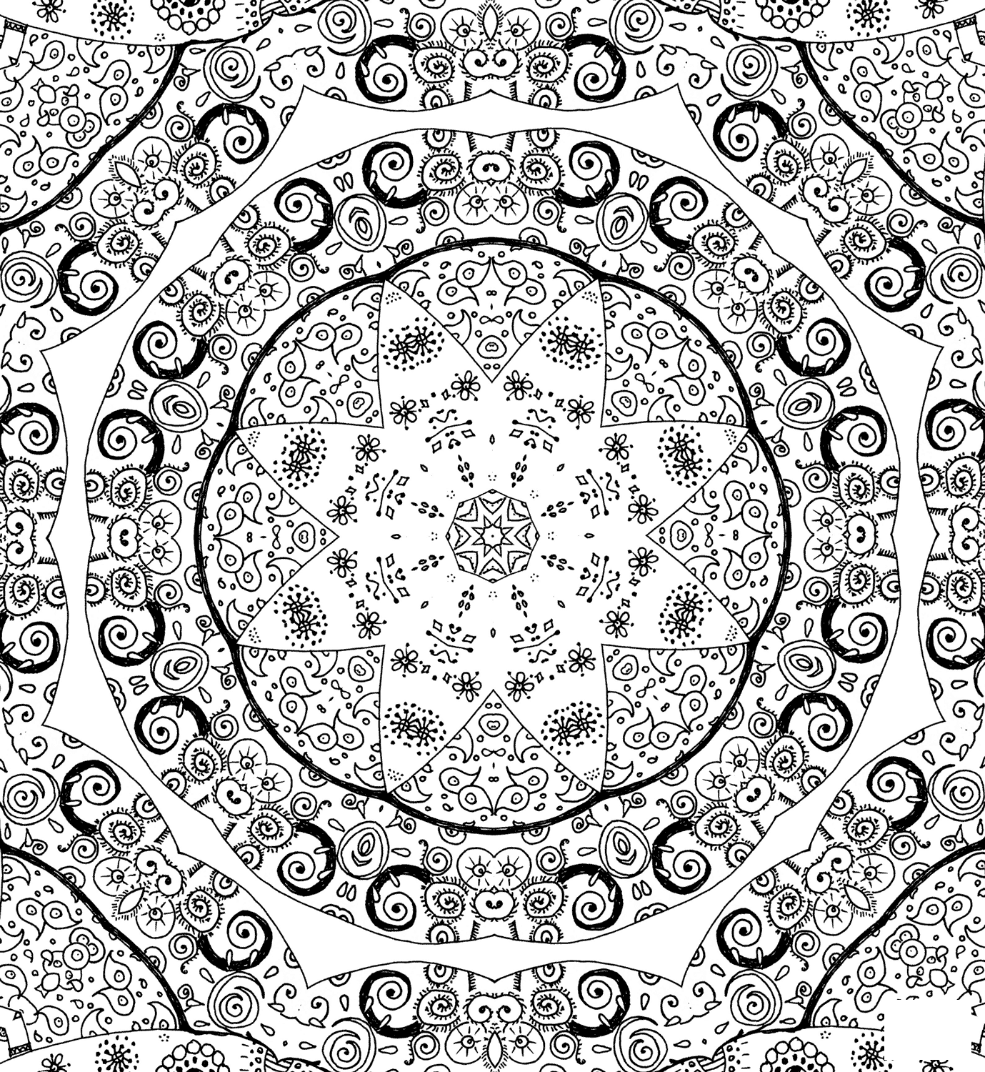 Coloriage Doodle Mandala Complexe - Mandala à imprimer