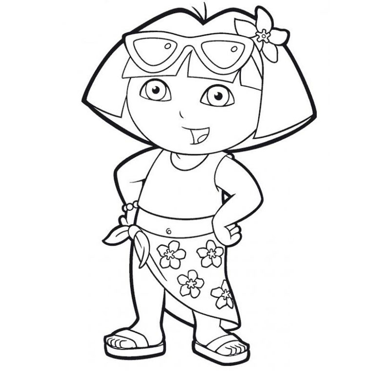 Coloriage Dora A La Plage - Dora à imprimer