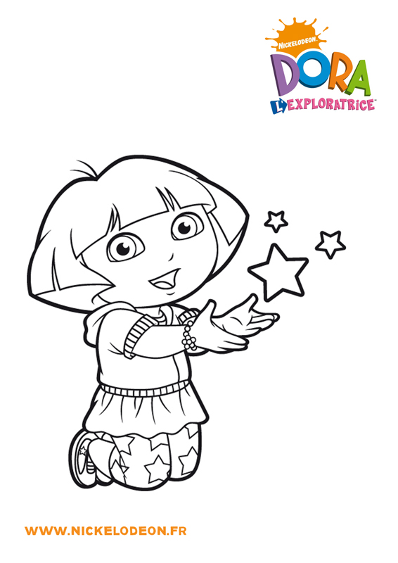 Coloriage Dora Adore Les Étoiles - Dora à imprimer