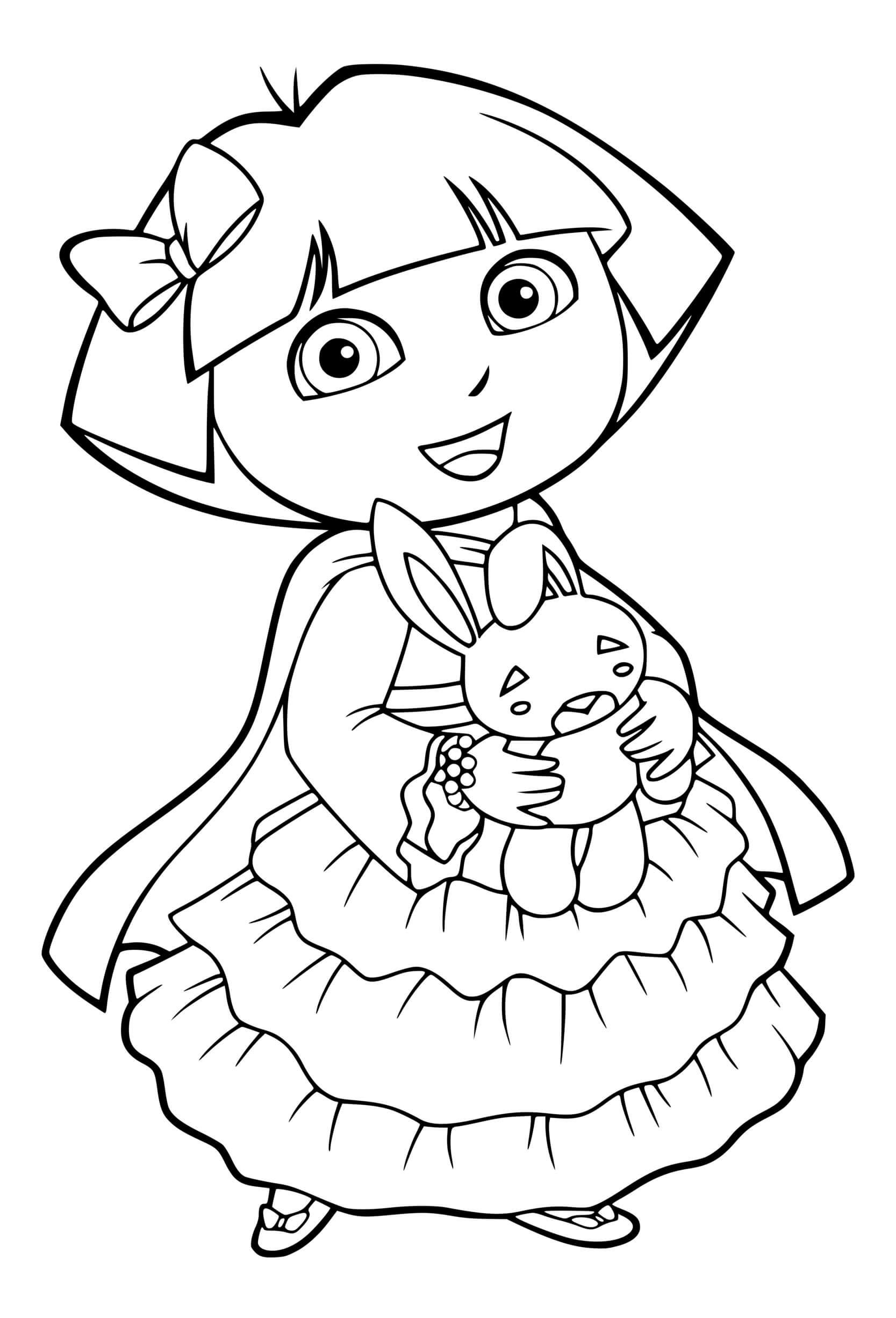 Coloriage Dora Avec Une Belle Robe De Princesse - Dora à imprimer