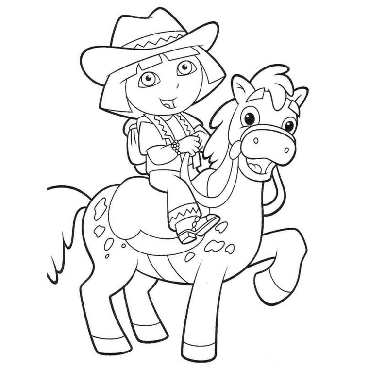 Coloriage Dora Cheval - Dora à imprimer
