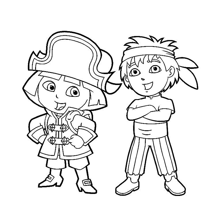 Coloriage Dora Diego - Dora à imprimer