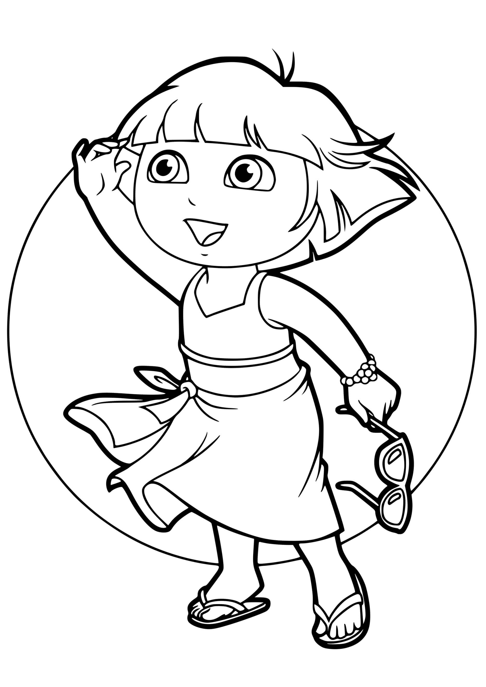 Coloriage Dora En Tongs Et Lunettes De Soleil - Dora à imprimer