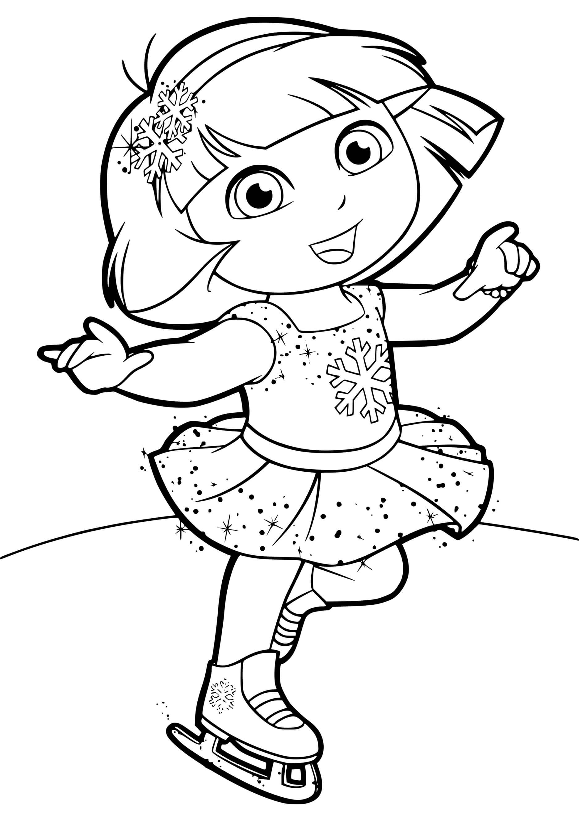 Coloriage Dora Fait Du Patinage Artistique - Dora à imprimer
