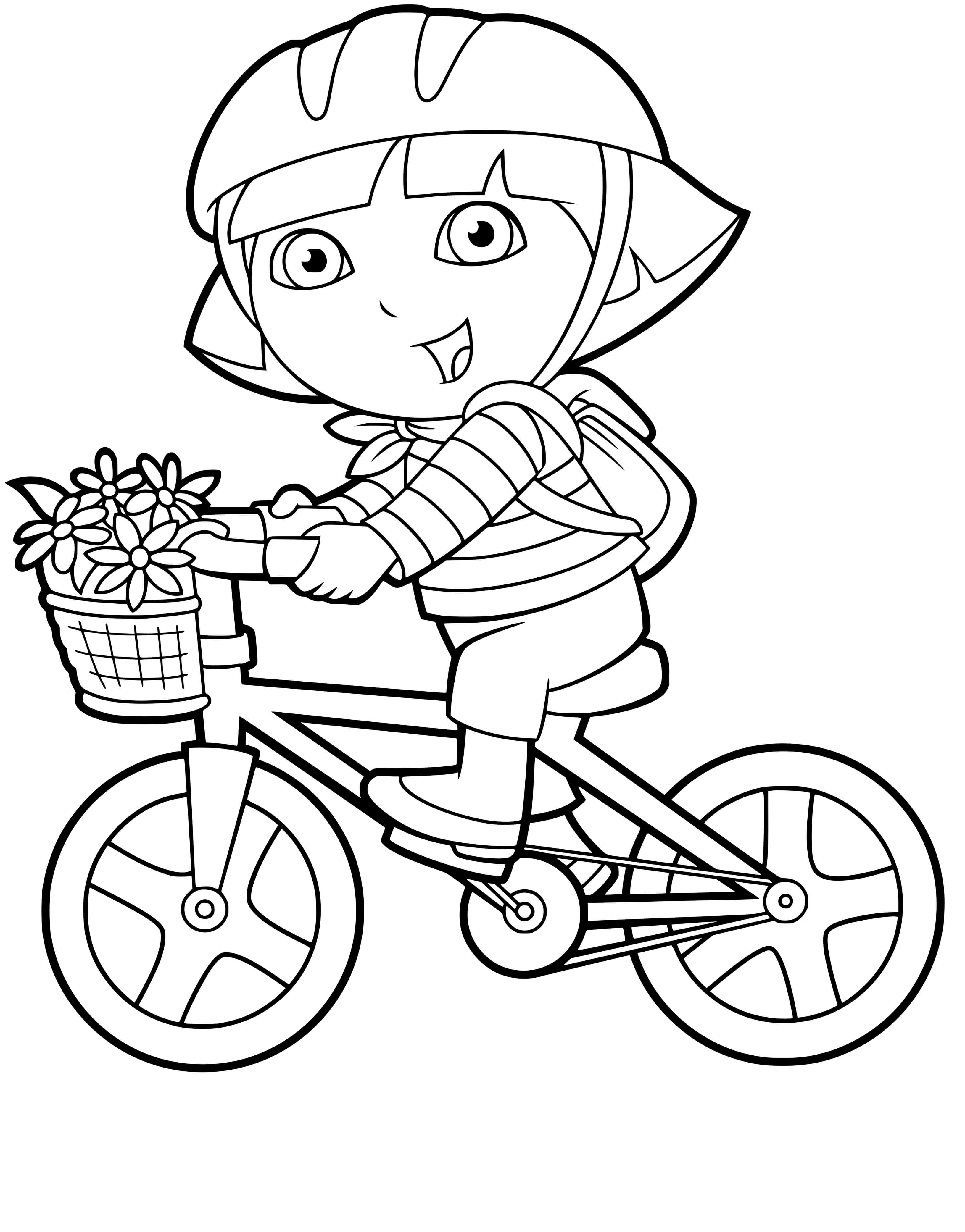 Coloriage Dora Fait Du Vélo - Dora à imprimer