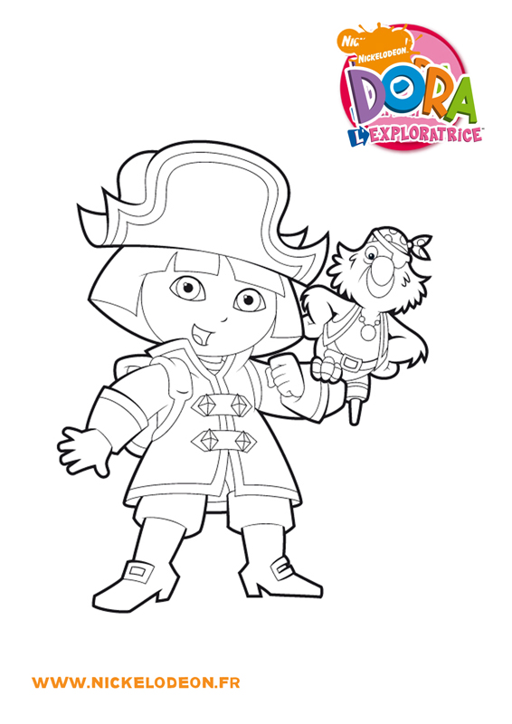 Coloriage Dora La Pirate - Dora à imprimer