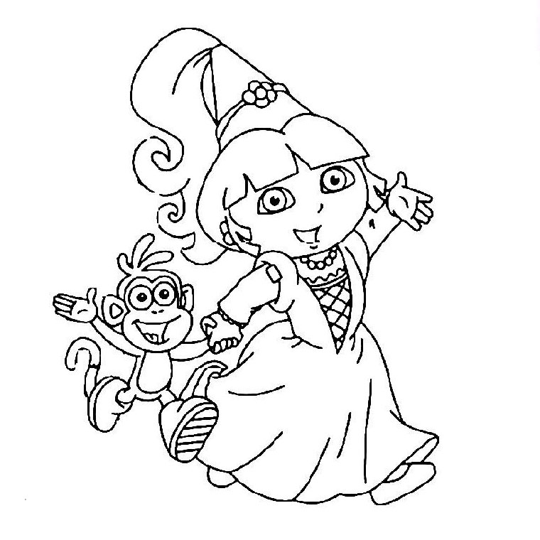 Coloriage Dora La Princesse - Dora à imprimer