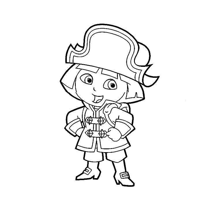 Coloriage Dora Pirate - Dora à imprimer