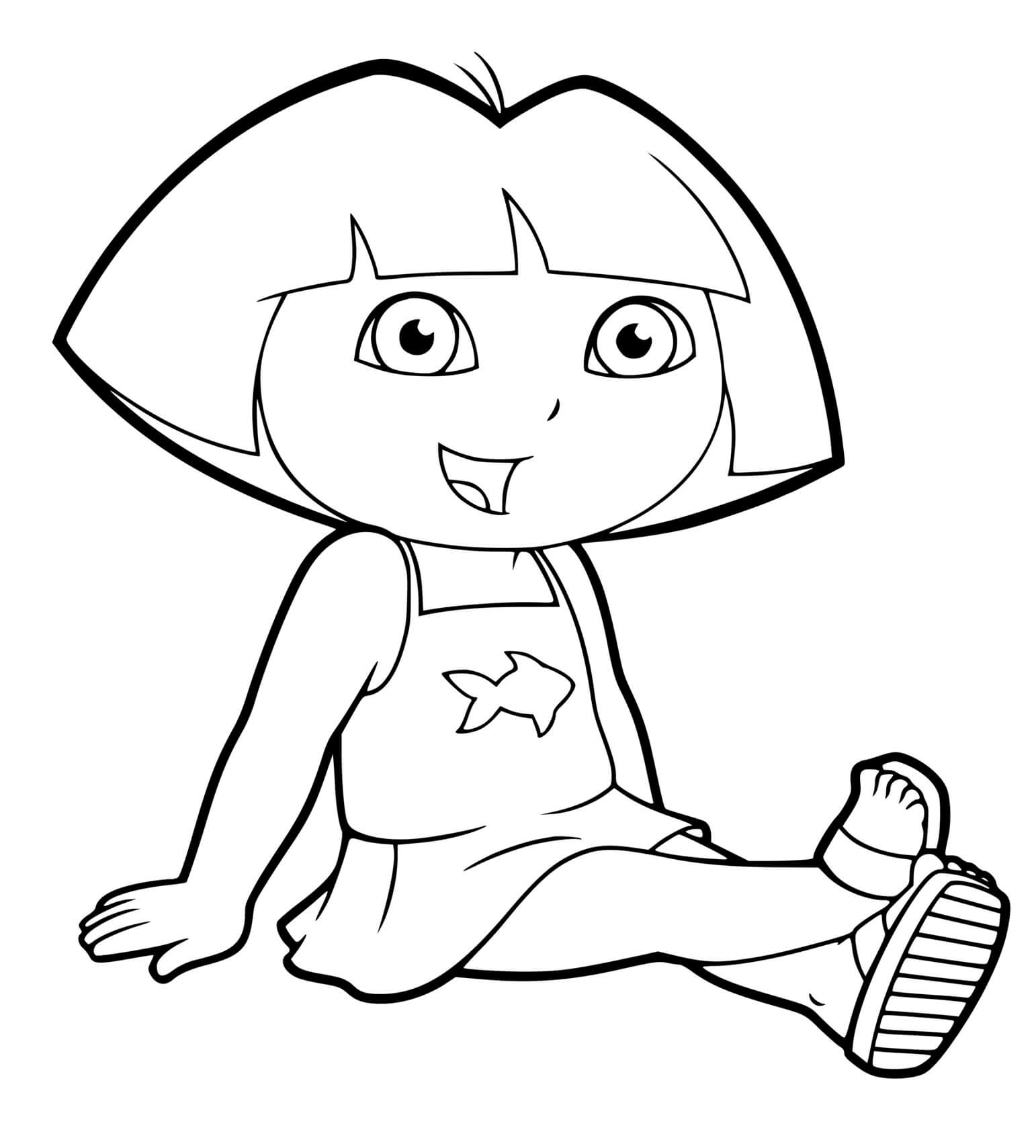 Coloriage Dora Profite Du Soleil - Dora à imprimer
