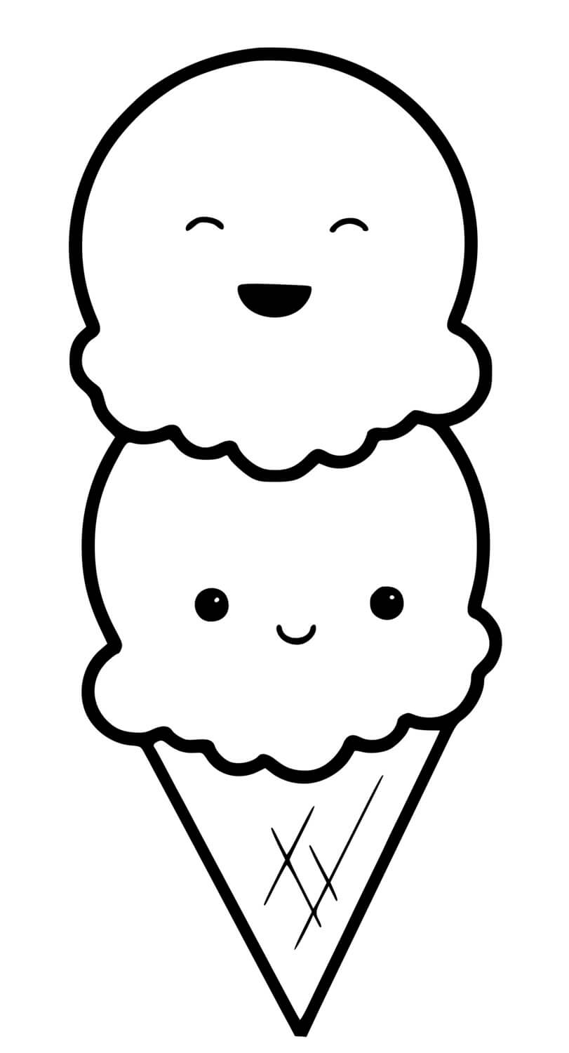 Coloriage Double Glace Pour Double Plaisir - Glace à imprimer