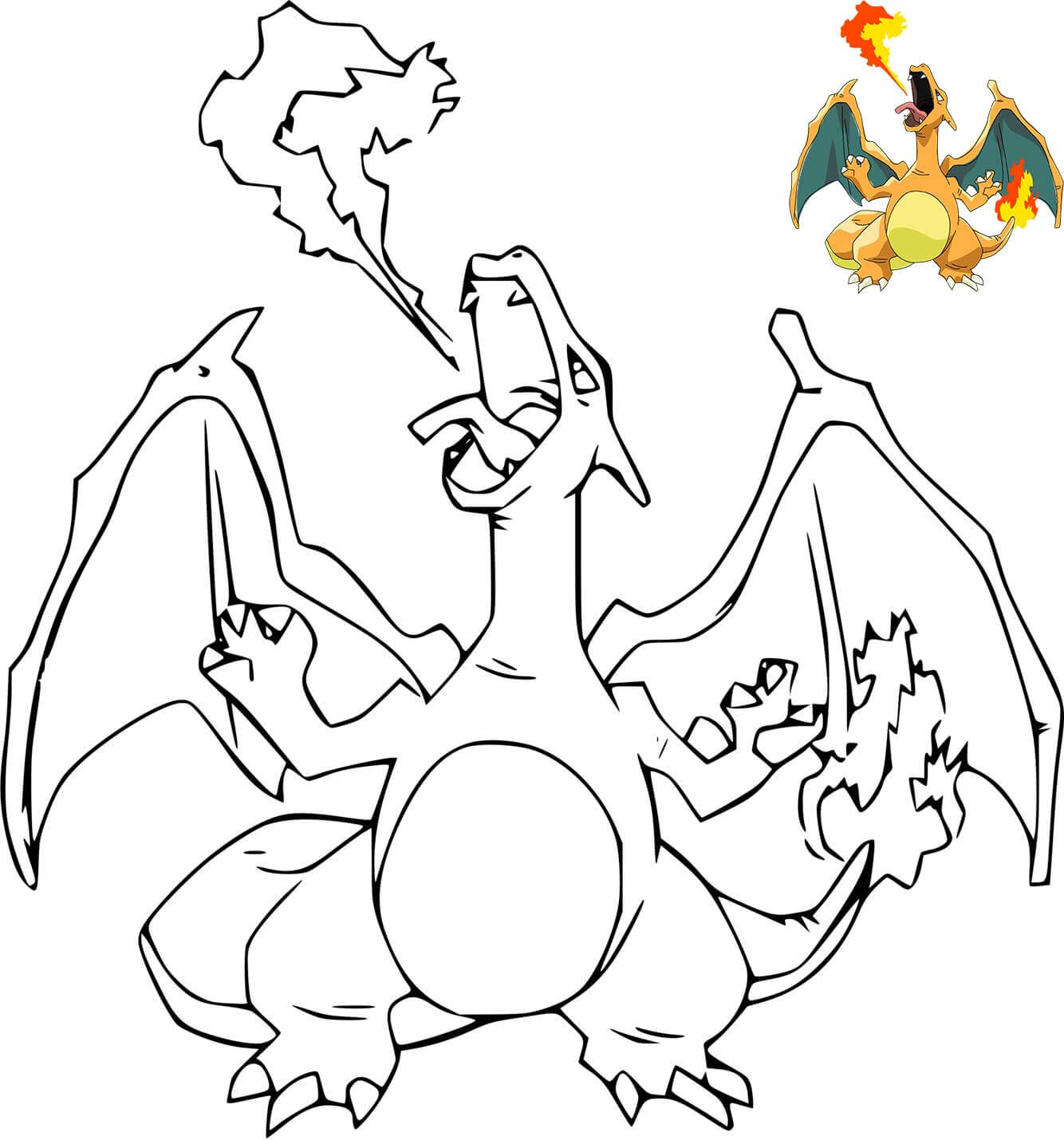 Coloriage Dracaufeu Ex Pokemon Avec Dessin Modèle - Dracaufeu à imprimer