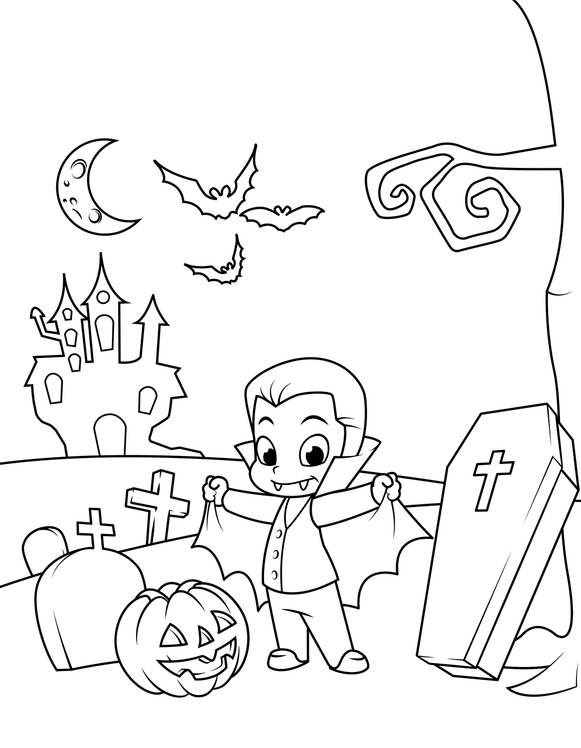Coloriage Dracula Halloween Enfants - Halloween à imprimer