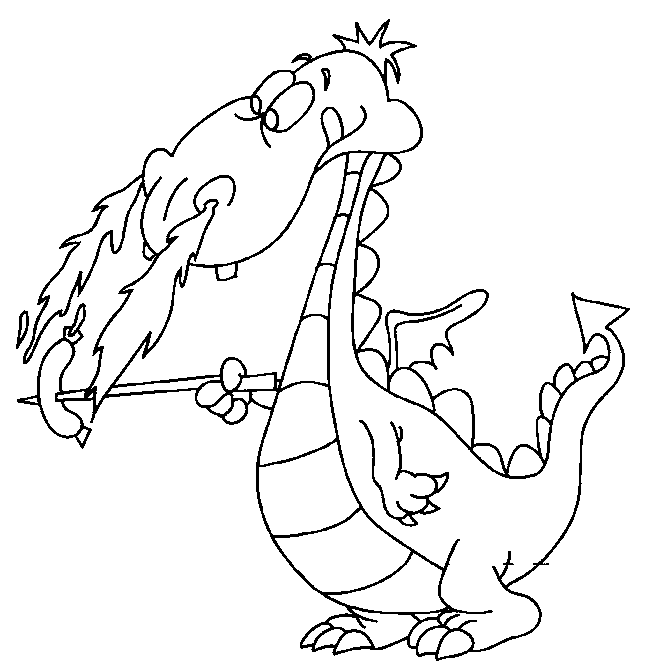 Coloriage Dragonneau cracheur de feu aux ailes déployées - Garçon à imprimer