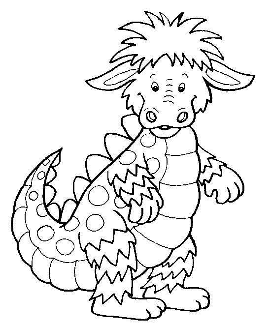 Coloriage Dragonneau crachant des flammes - Dragon à imprimer
