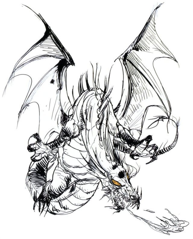 Coloriage Dragon Adulte Difficile - Dragon à imprimer