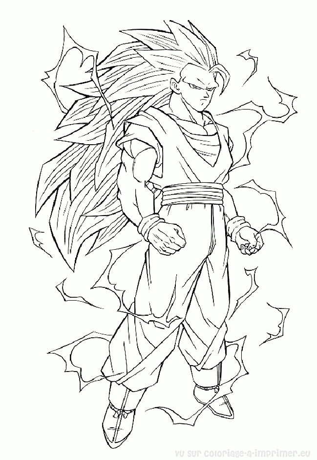 Coloriage Goku en Super Saiyen transformé - Dragon ball z à imprimer