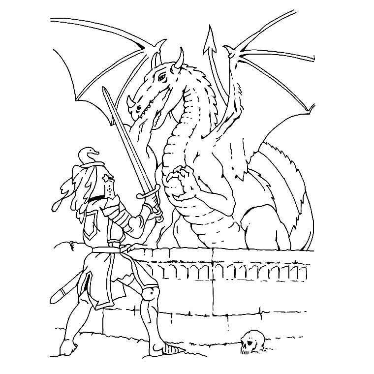 Coloriage Dragon Chevalier - Cheval à imprimer