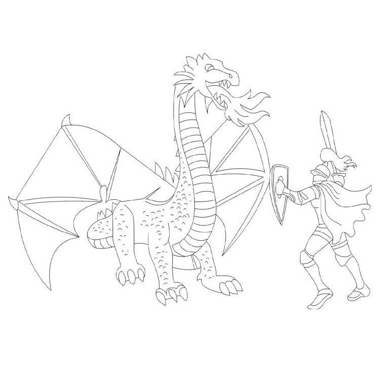 Coloriage Dragon Et Chevalier - Cheval à imprimer