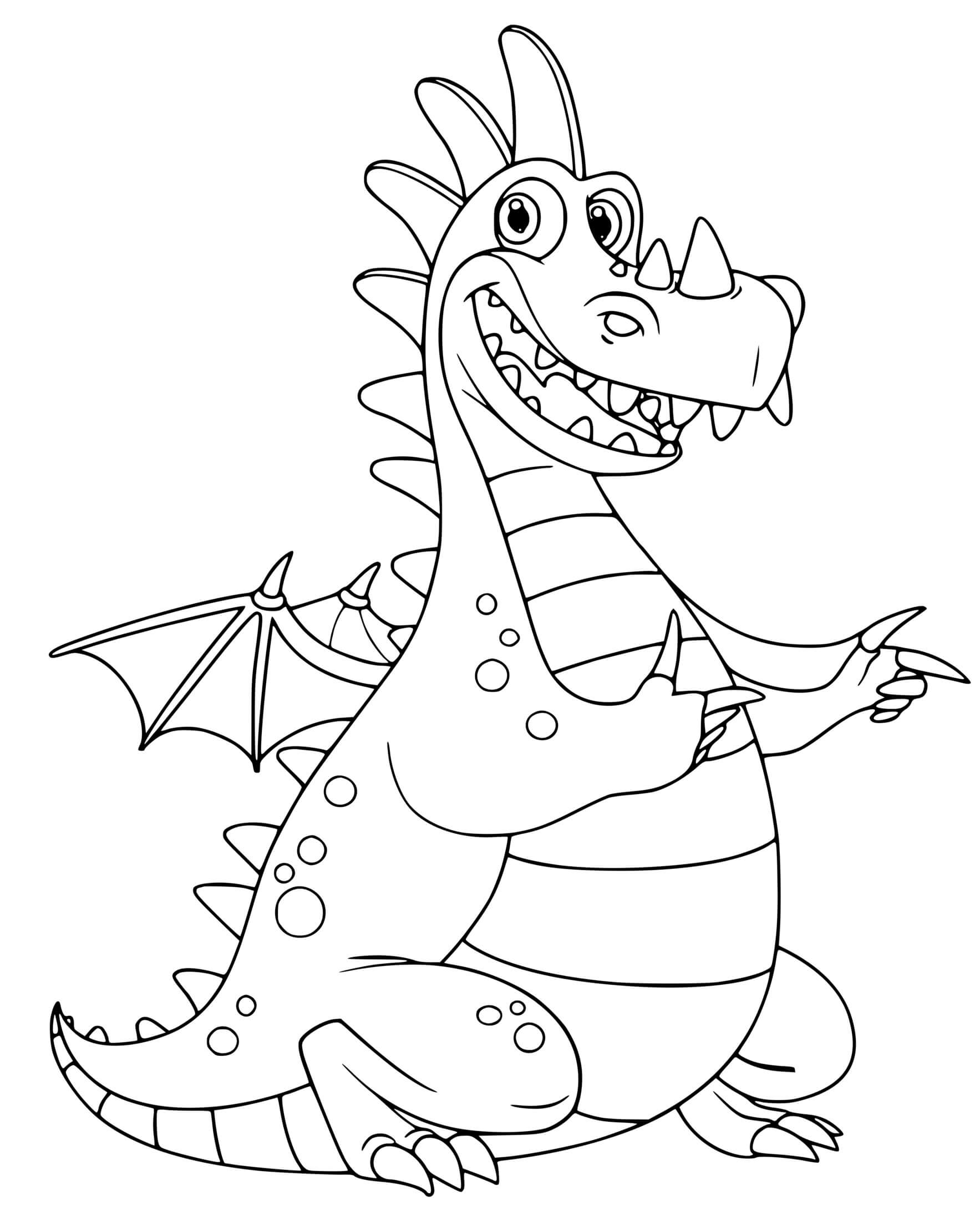 Coloriage Dragon Facile Amusant Et Rigolo - Dragon à imprimer
