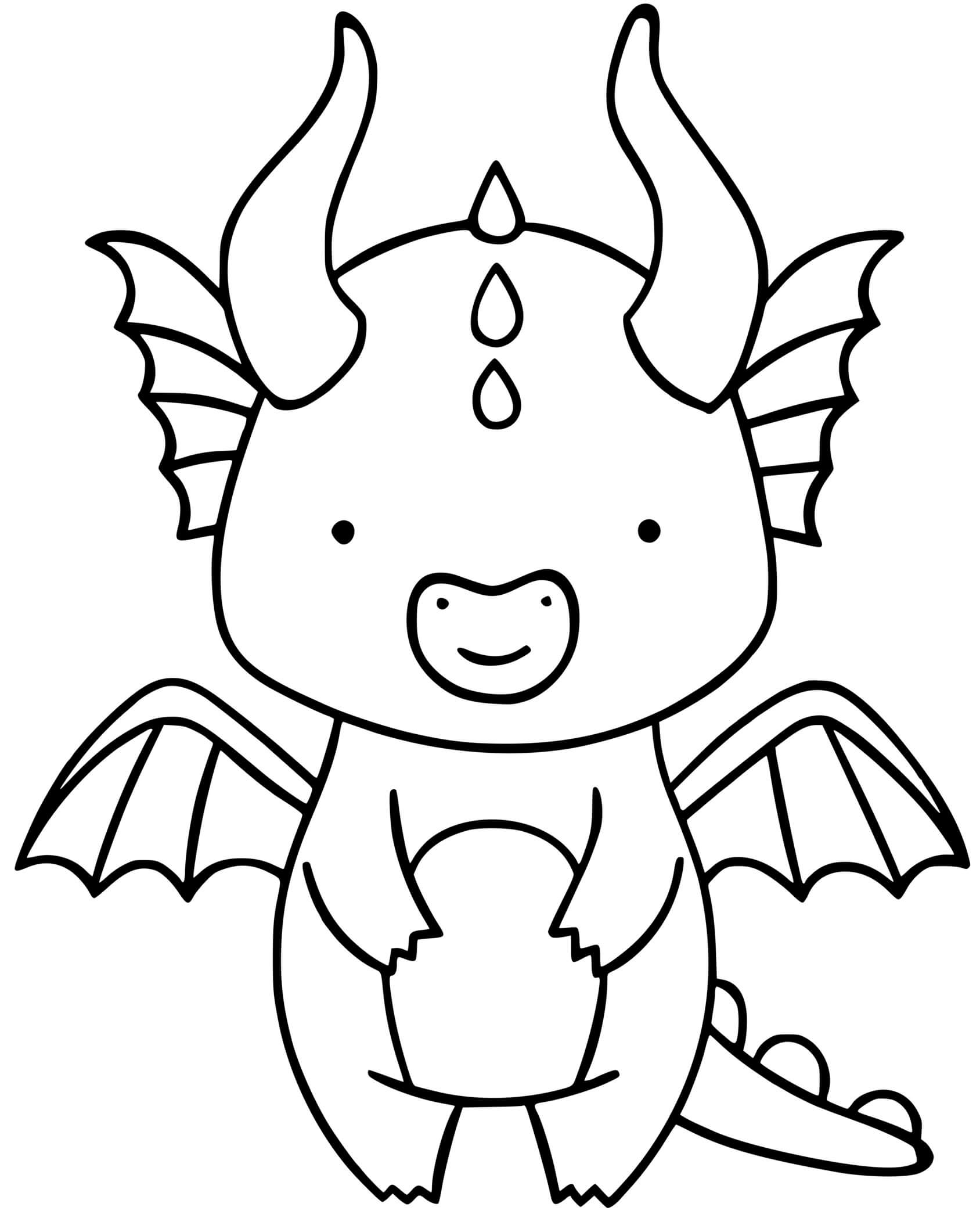 Coloriage Dragon Simple pour Maternelle - Dragon à imprimer