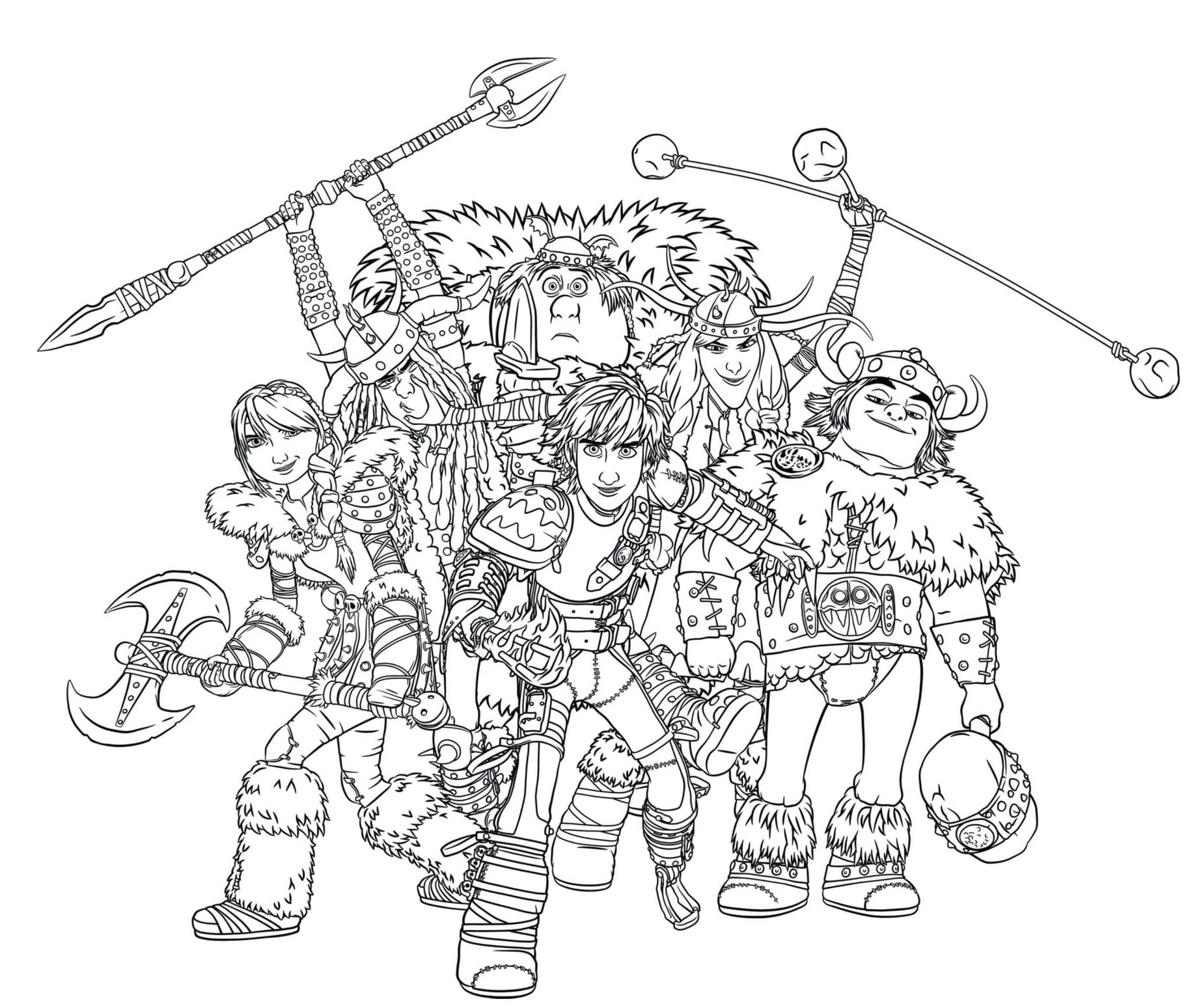 Coloriage Dragon Riders How To Train Your Dragons Team - Dragon à imprimer