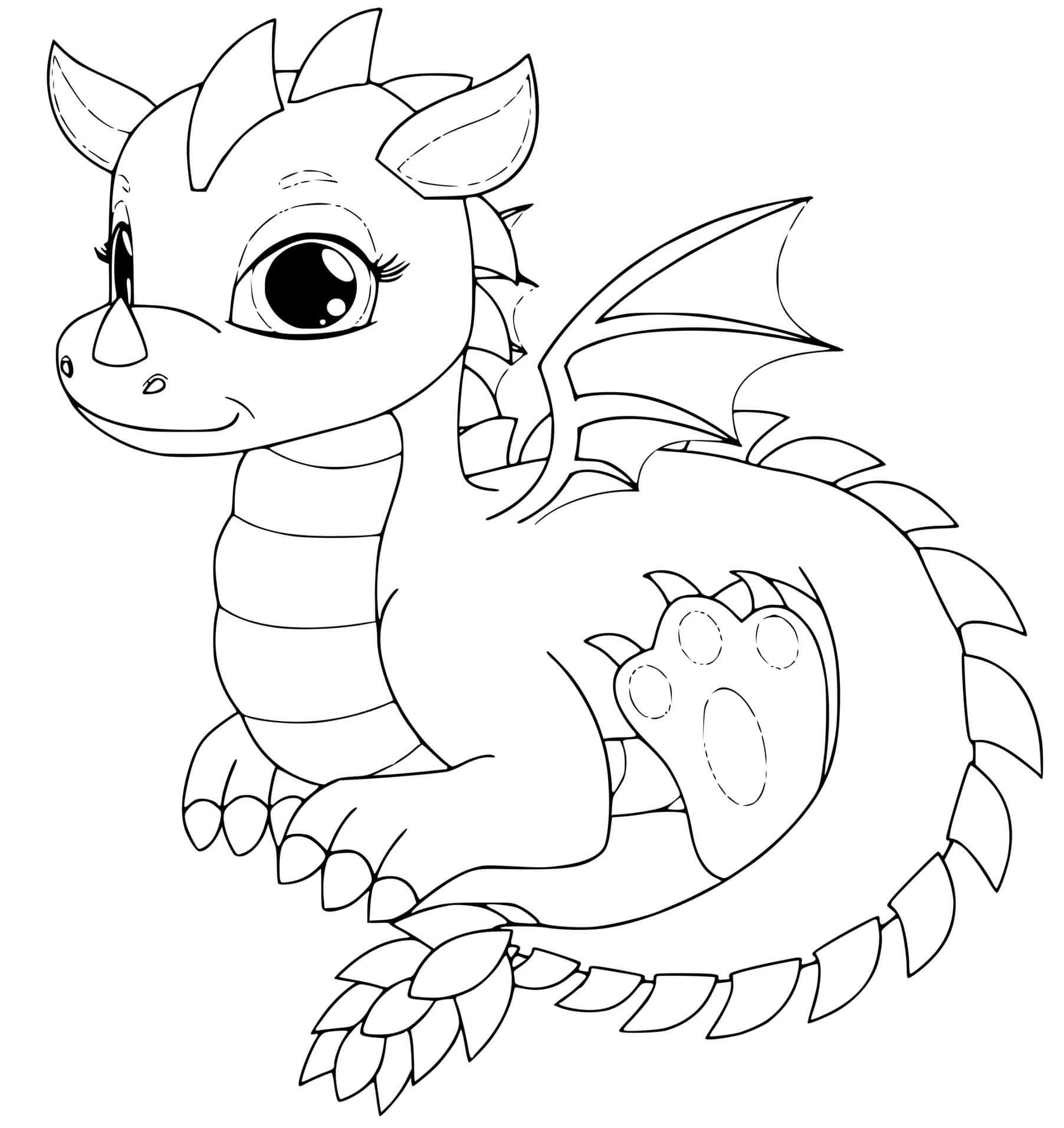 Coloriage Dragonne Dragon Femelle - Dragon à imprimer