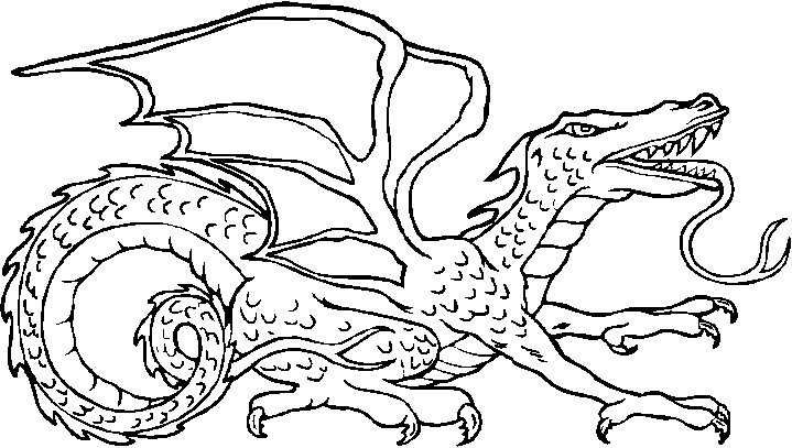 Coloriage Dragons Avec Langue De Serpent - Dragon à imprimer