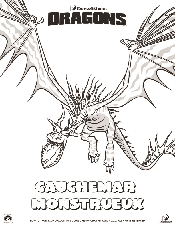 Coloriage Dragons Le Film Cauchemar Monstrueux - Dragon à imprimer