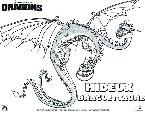 Coloriage Dragons Le Film Dragon Hideux - Dragon à imprimer