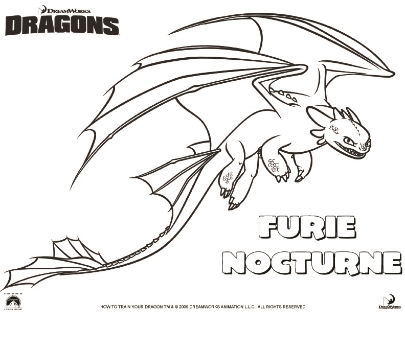 Coloriage Dragons Le Film Furie Nocturne - Dragon à imprimer