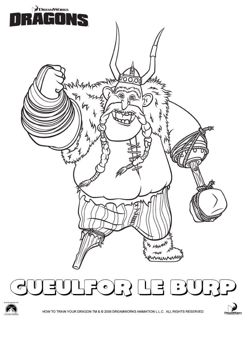 Coloriage Dragons Le Film Gobber - Dragon à imprimer