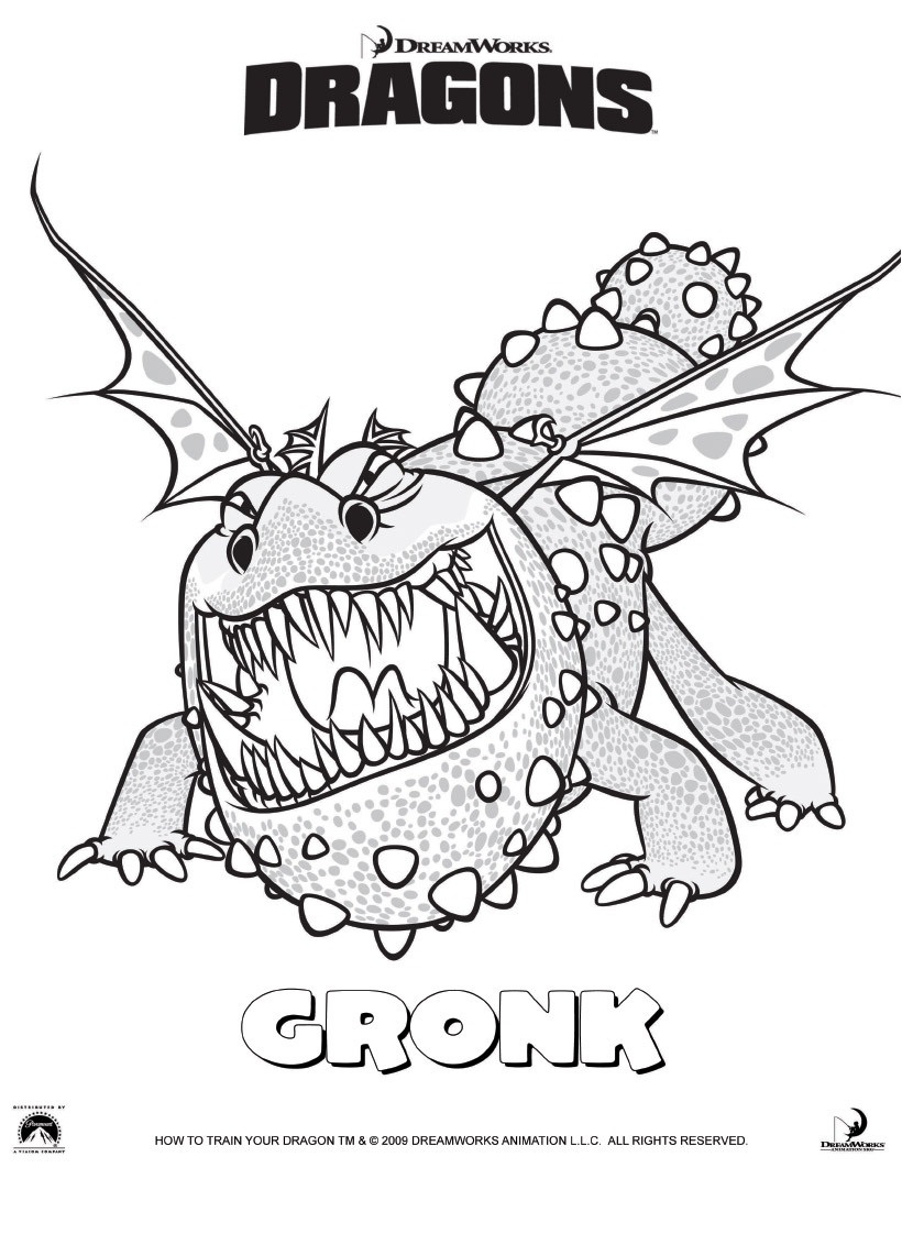 Coloriage Dragons Le Film Gronckle - Dragon à imprimer